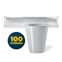 Copo Descartável 180ml Plástico Branco Com 100 Unidades