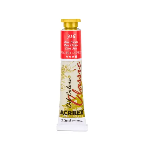 Tinta Óleo Bisnaga 20ml Acrilex Oil Colors Rosa Escuro 316 com 06 Unidades