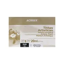 TINTA OLEO BISNAGA 20ML ACRILEX OIL COLORS PRETO 320 6 UN