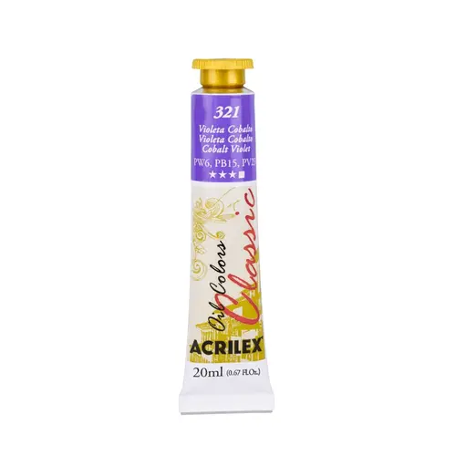 Tinta Óleo Bisnaga 20ml Acrilex Oil Colors Violeta Cobalto 321 com 06 Unidades