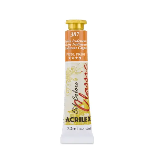 Tinta Óleo Bisnaga 20ml Acrilex Oil Colors Metálico Cobre 387 com 06 Unidades