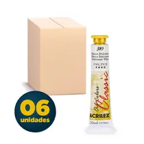 Tinta Óleo Bisnaga 20ml Acrilex Oil Colors Metálico Branco 389 com 06 Unidades