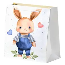 SACOLA PAPEL PRESENTE PP 15CMX12CMX6CM PASCOA COELHO BRANCA