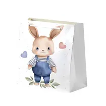 SACOLA PAPEL PRESENTE M 22CMX22CMX8,5CM PASCOA COELHO BRANCA