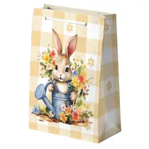 SACOLA PAPEL PRESENTE G 38,5CMX23,5CMX8CM PASCOA COELHO XADREZ JARDIM