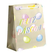 SACOLA PAPEL PRESENTE P 22CMX14,4CMX7,8CM FELIZ PASCOA SORTIDA