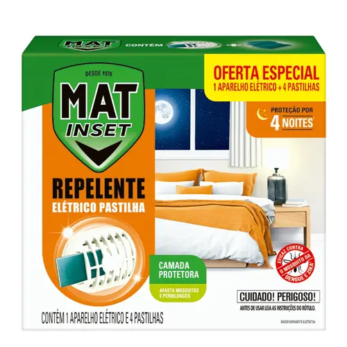 Aparelho Elétrico Repelente Pastilha Mat Inset Com 4 Pastilhas