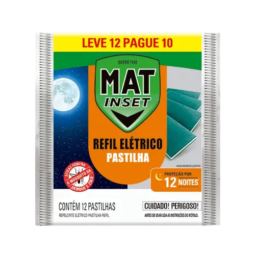 Mat Inset Refil Repelente Pastilha 12 Unidades