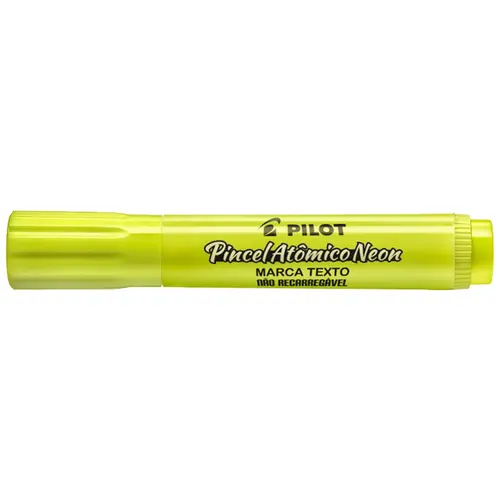 Pincel Marca Texto Ponta Chanfrada Atômico Neon Amarelo com 12 Unidades