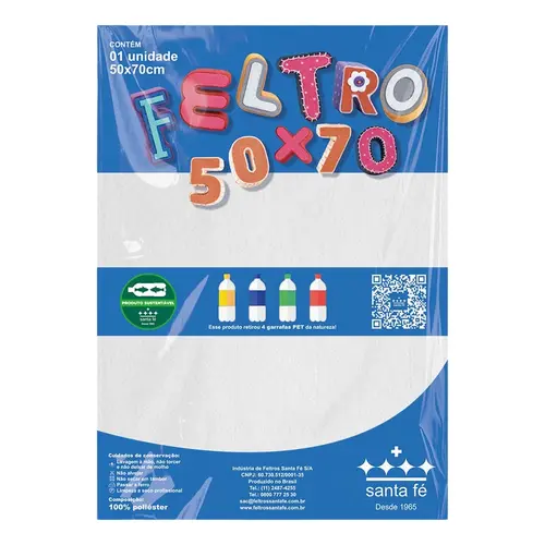 Tecido Feltro 50cm X 70cm Liso Branco