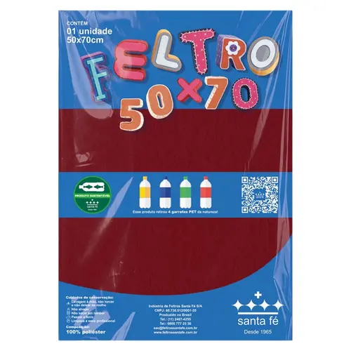Tecido Feltro 50cm X 70cm Liso Vermelho