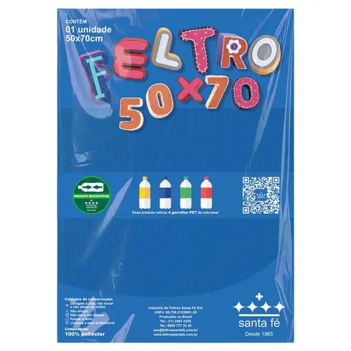 Tecido Feltro 50cm X 70cm Liso Azul Royal