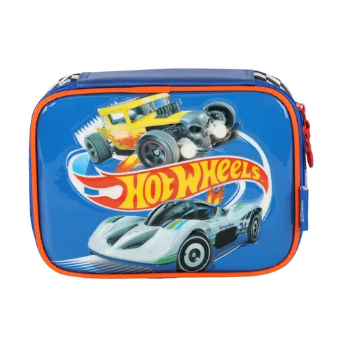 Estojo Box Luxcel 100 Pens/Canetas Hot Wheels Azul