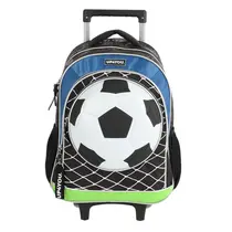 Mochila Infantil Com Roda e Alça Futebol Azul UP4YOU