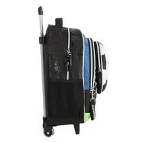 Mochila Infantil Com Roda e Alça Futebol Azul UP4YOU