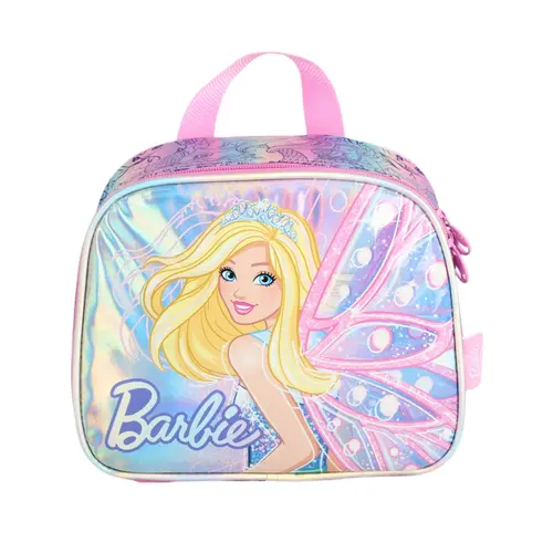 Lancheira Escolar Barbie Rosa Metalizada Luxcel