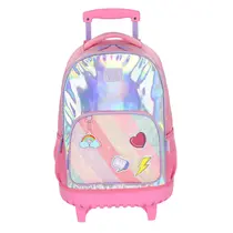 Mochila Infantil Com Roda Luxcel Up4You Rainbow Metalizada Pink MC49241UP