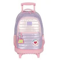 Mochila Jovem Com Roda Luxcel Up4You Lovers Matelassê Roxa MC49251UP