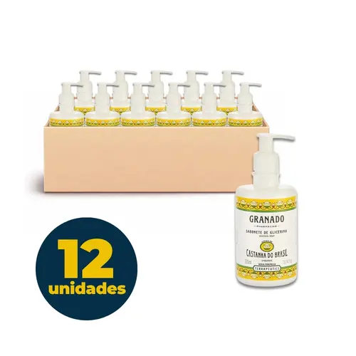 SABONETE LIQUIDO 300ML PUMP GLICERINA GRANADO CASTANHA DO BRASIL 12 UN