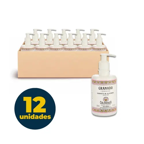 SABONETE LIQUIDO 300ML PUMP GLICERINA GRANADO CALENDULA 12 UN
