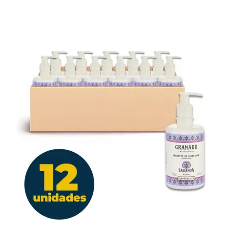 SABONETE LIQUIDO 300ML PUMP GLICERINA GRANADO LAVANDA 12 UN