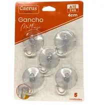 Gancho Plástico Ventosa Pequeno Com 5 Unidades Multiuso