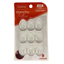 Gancho Plástico Pequeno Adesivo Com 9 Unidades Multiuso