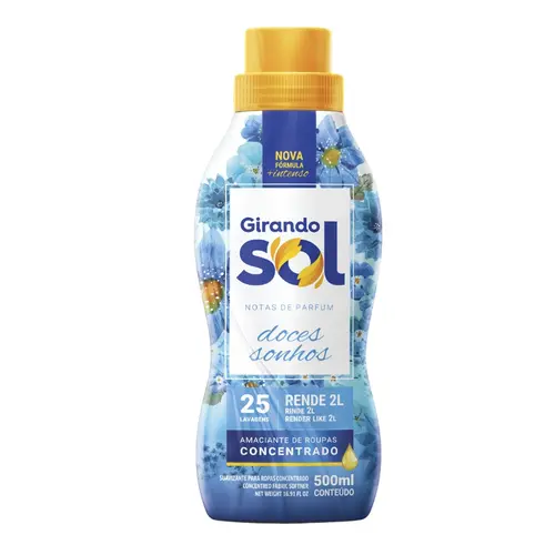 Amaciante de Roupas Concentrado 500ml Doce Sonhos Girando Sol