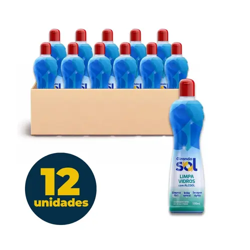 Limpa Vidros 500ml Squeeze Girando Sol com 12 Unidades
