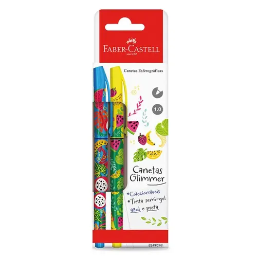 Caneta Esferográfica 1.0mm Glimmer Botanica Blister Faber Castell