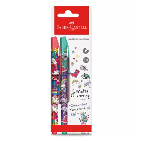 Caneta Esferográfica 1.0mm Glimmer Viagem Blister Faber Castell
