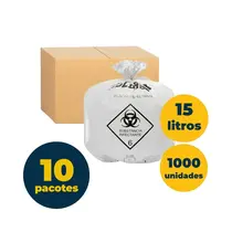 Saco Lixo Branco Infectante 015 Litros Descarbox 100 Unidades 39cmx58cm 18 Micras 10 Pacotes