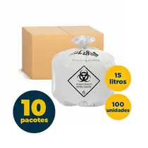 Saco Lixo Branco Infectante 015 Litros Descarbox 100 Unidades 39cmx58cm 18 Micras 10 Pacotes