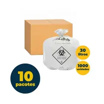 Saco Lixo Branco Infectante 030 Litros Descarbox 100 Unidades 59cmx62cm 18 Micras 10 Pacotes