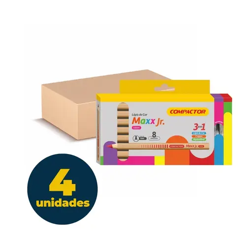 LAPIS COR AQUARELAVEL 08 CORES COMPACTOR MAXX JUNIOR TEEN + APONTADOR 4 EST