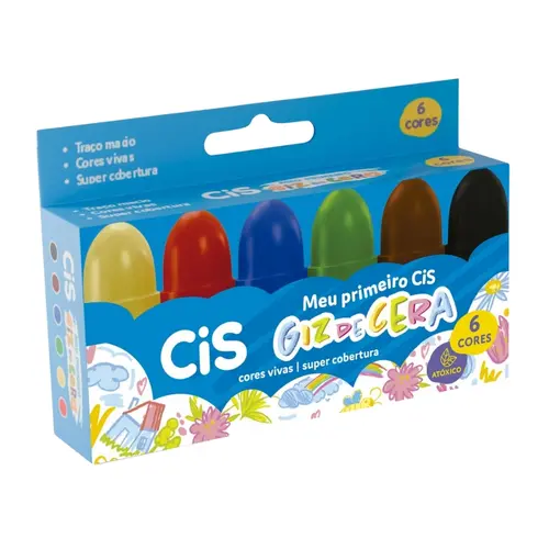 GIZ CERA CURTO GROSSO REDONDO 06 CORES CIS MEU PRIMEIRO GIZ