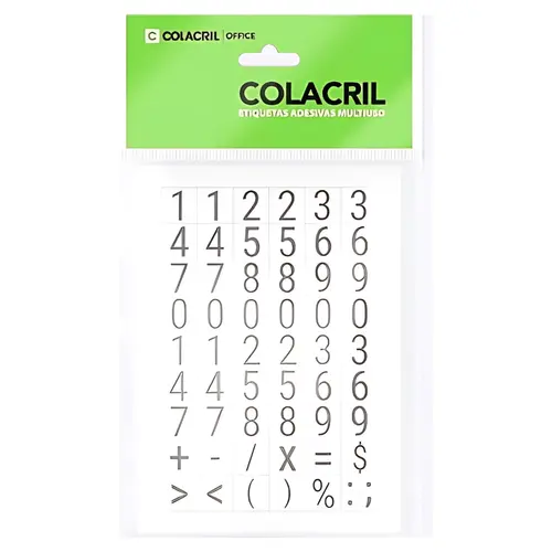 Etiqueta Adesiva Uso Manual Colacril 6 Folhas 15MMX15MM Números
