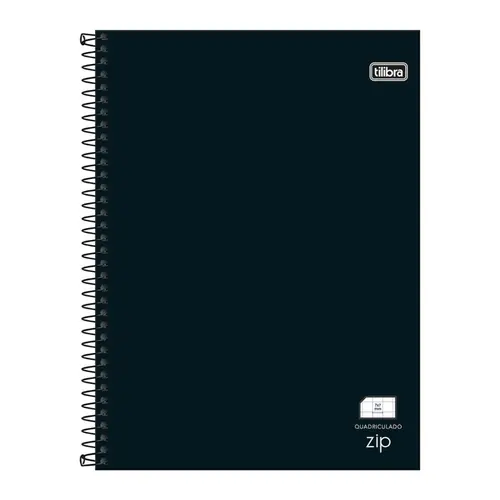 CADERNO QUADRICULADO 7MM UNIV CD ESP 48FL TILIBRA ZIP PRETO