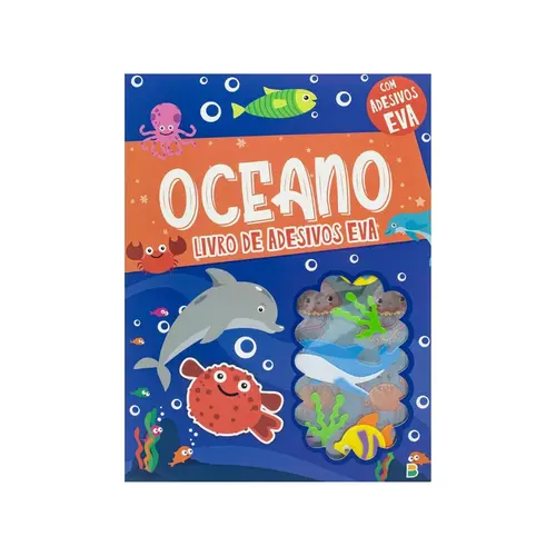 Livro Infantil Atividades Oceano Com Adesivos EVA Brasileitura
