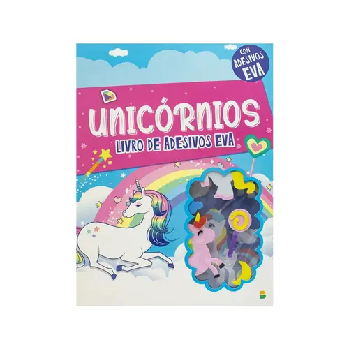 Livro Infantil Atividades Unicórnios Com Adesivos EVA Brasileitura