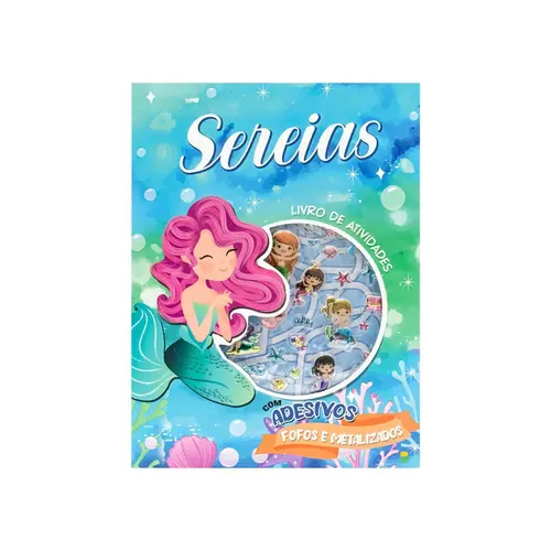Livro Infantil Atividades Sereias Com Adesivos Metalizados Brasileitura