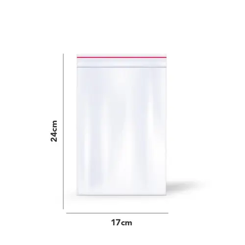 Saco Plástico PE Com Zíper 17cm X 24cm Incolor Liso Blister Com 50 Unidades
