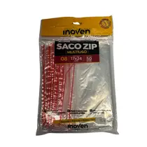 SACO PLASTICO PE C/ZIPER 17X24CM INCOLOR LISO BLISTER 50 UN 80 PCT