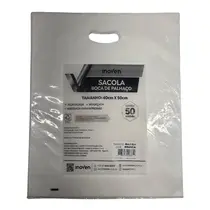 SACOLA BOCA DE PALHACO PE 40CMX50CM INOVEN BRANCA 50UN 10 PCT
