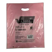SACOLA BOCA DE PALHACO PE 40CMX50CM INOVEN ROSA 50UN 10 PCT