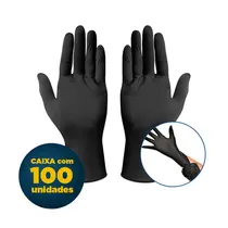 LUVA NITRILICA DESCARTAVEL M PRETA S/ PO 100 UN 10 PCT