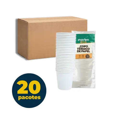 COPO TERMICO PAPEL 120 ML BRANCO 025 UN ECOLOGICO INOVEN ECO 20 PCT