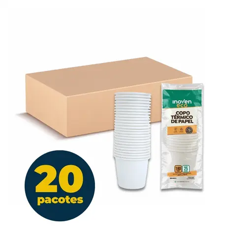 COPO TERMICO PAPEL 180 ML BRANCO 025 UN ECOLOGICO INOVEN ECO 20 PCT