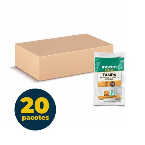 TAMPA PARA COPO TERMICO PAPEL 180ML 25 UN COM FURO INOVEN ECO 20 PCT