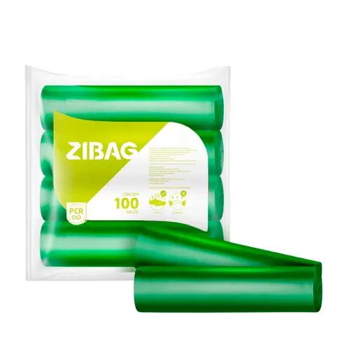 Saco de Lixo Verde 60L 59cm X 65cm Com 100 Unidades 4 Micras Rolo Econômico